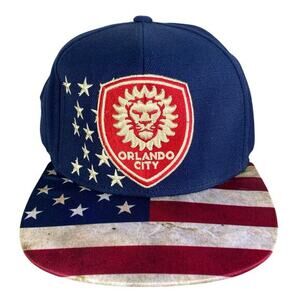 Orlando City SC Snapback Hat Blue American Flag Brim Unisex Adult‎
